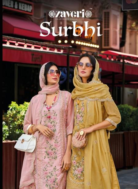 Surbhi By Zaveri Soft Organza Embroidery Readymade Suits Suppliers In India